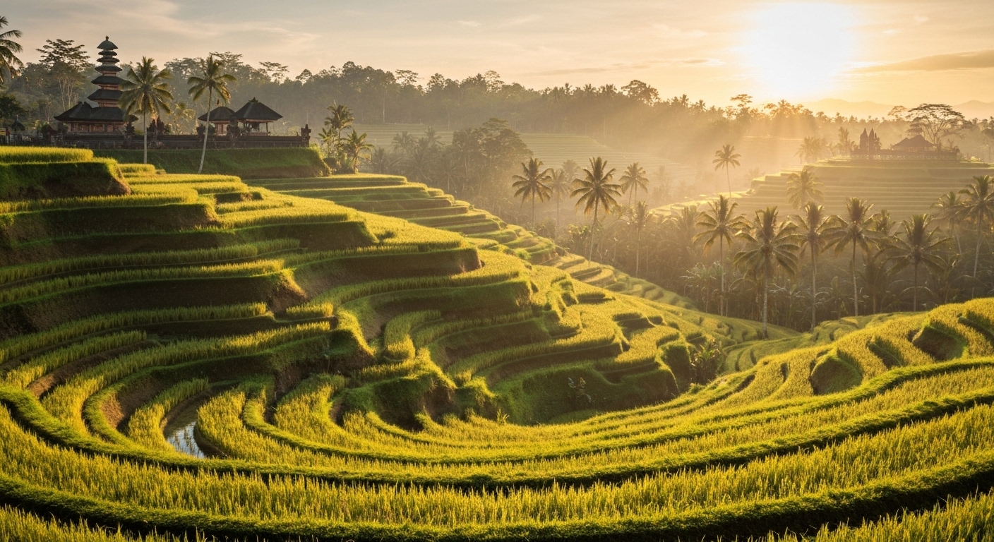 Ubud Bali Tegallalang rice terraces at sunrise - DubaiBali.com